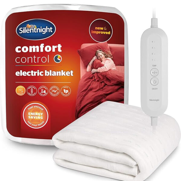 Silentnight Comfort Control Electric Blanket – Double Size, 3 Heat Settings, Fast Heat Up & Overheat Protection (135x120cm)