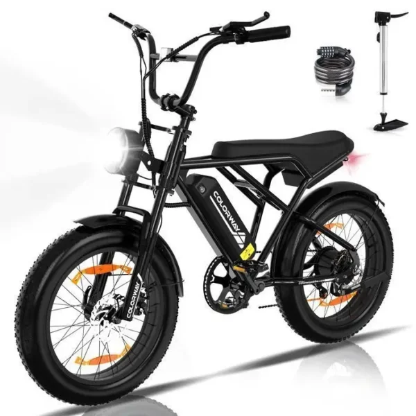 COLORWAY Electric Bike – 20″ Fat Tire (4.0) – Black