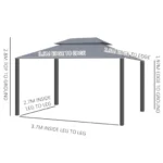 3 x 4 m Garden Pavilion – Loft Grey, Galvanized Steel, Waterproof - Image 3
